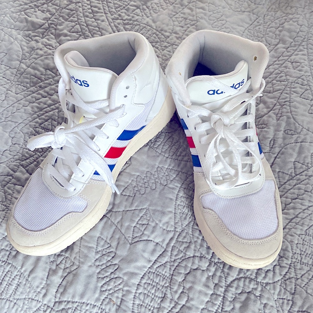 Adidas HOOPS 2.0 MID WHITE ROYAL SCARLET High Tops